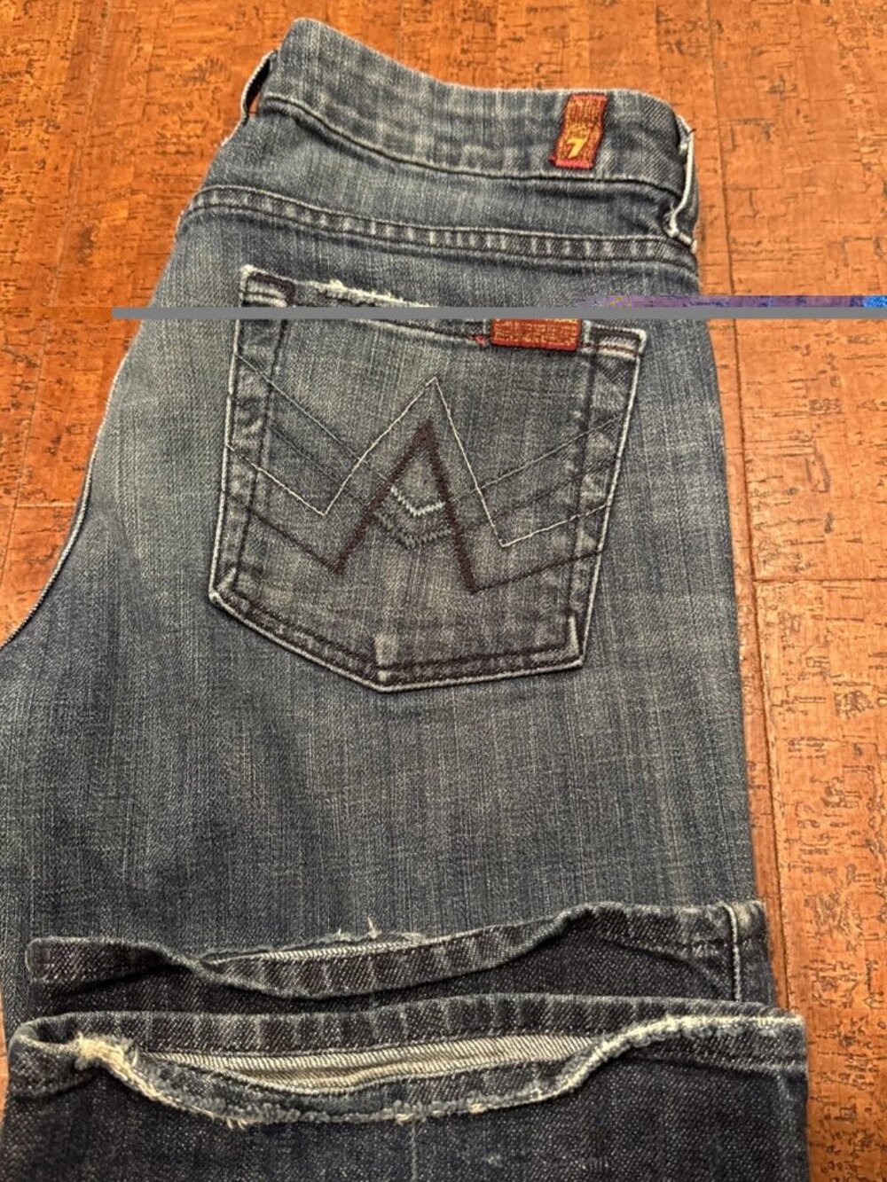 7 For All Mankind Size 28 Denim Bootcut Jeans "A" Pocket - Picture 5 of 6